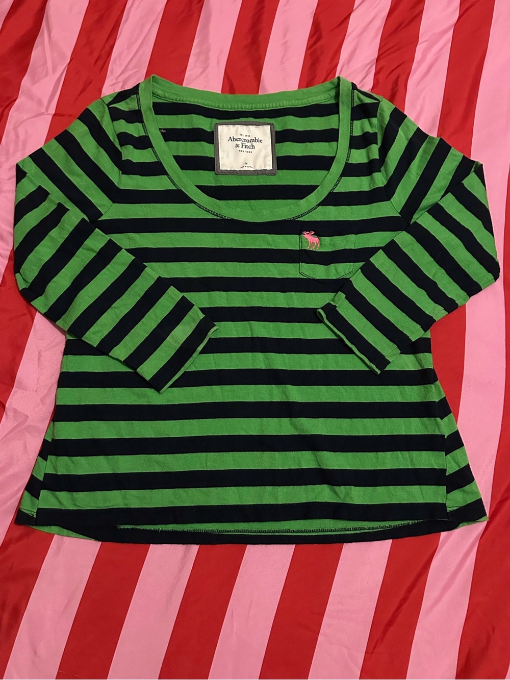 Abercrombie & Fitch Y2K Striped Long Sleeve Top Size Medium